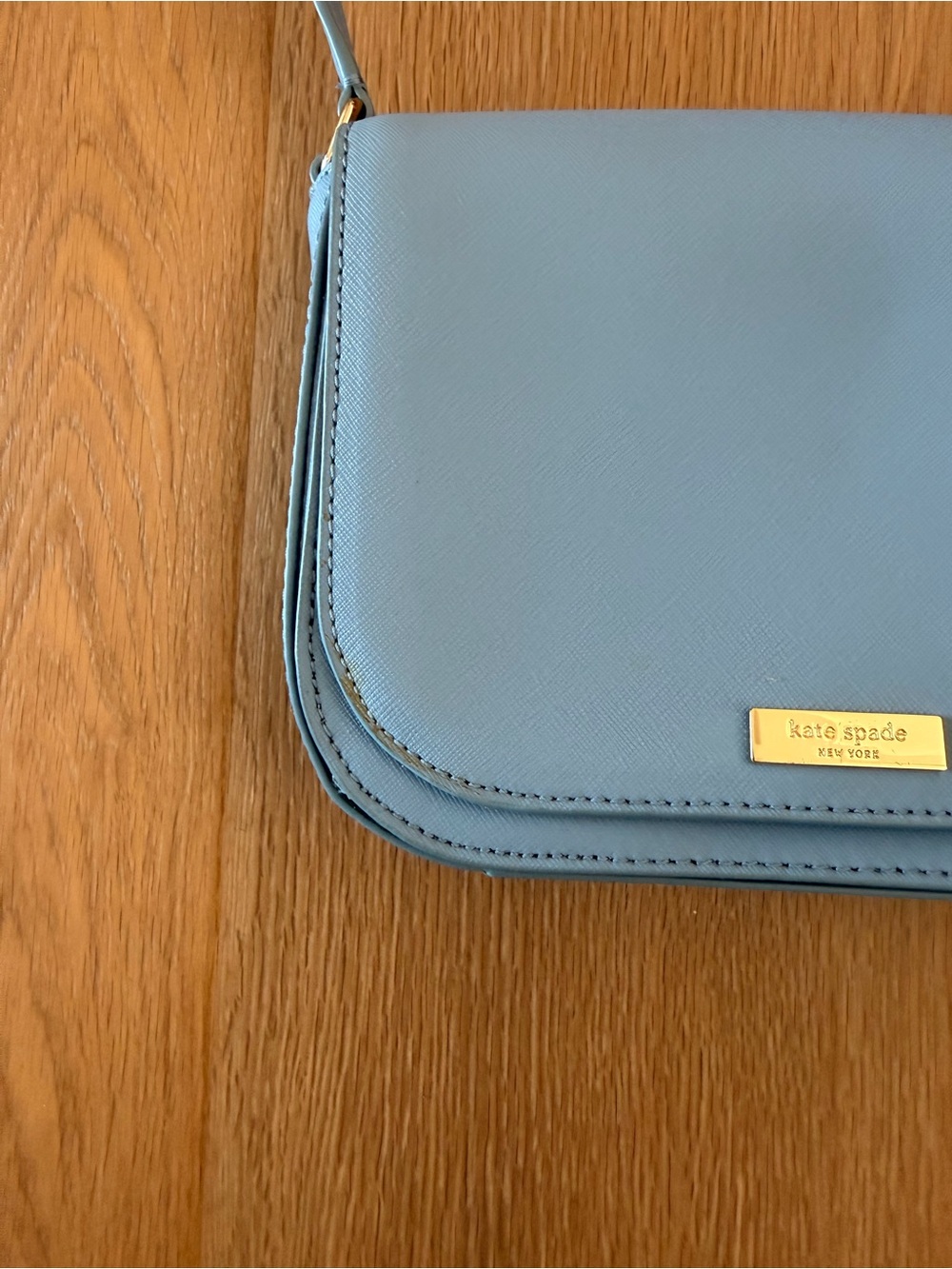 Kate Spade New York Light Blue Saffiano Leather Crossbody Bag Gold Hardware - Picture 6 of 15